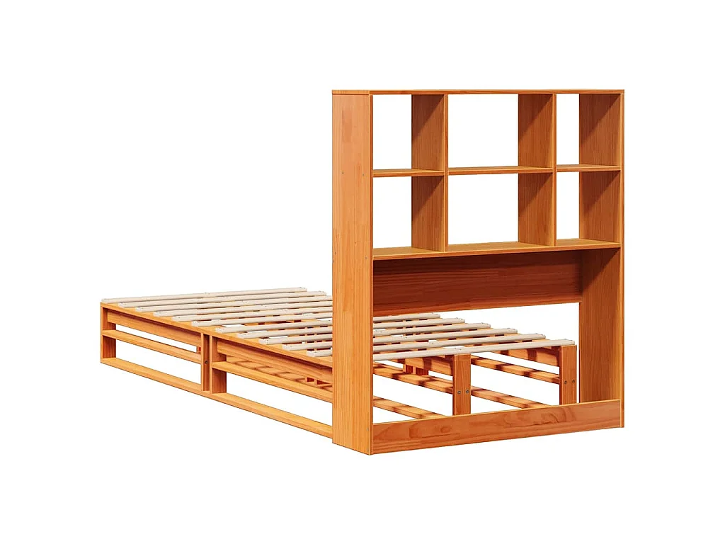 Bed met boekenkast zonder matras hout wasbruin 100x200 cm