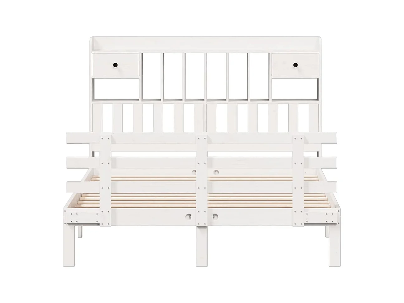 Lit bibliothèque sans matelas blanc 150x200 cm bois pin massif