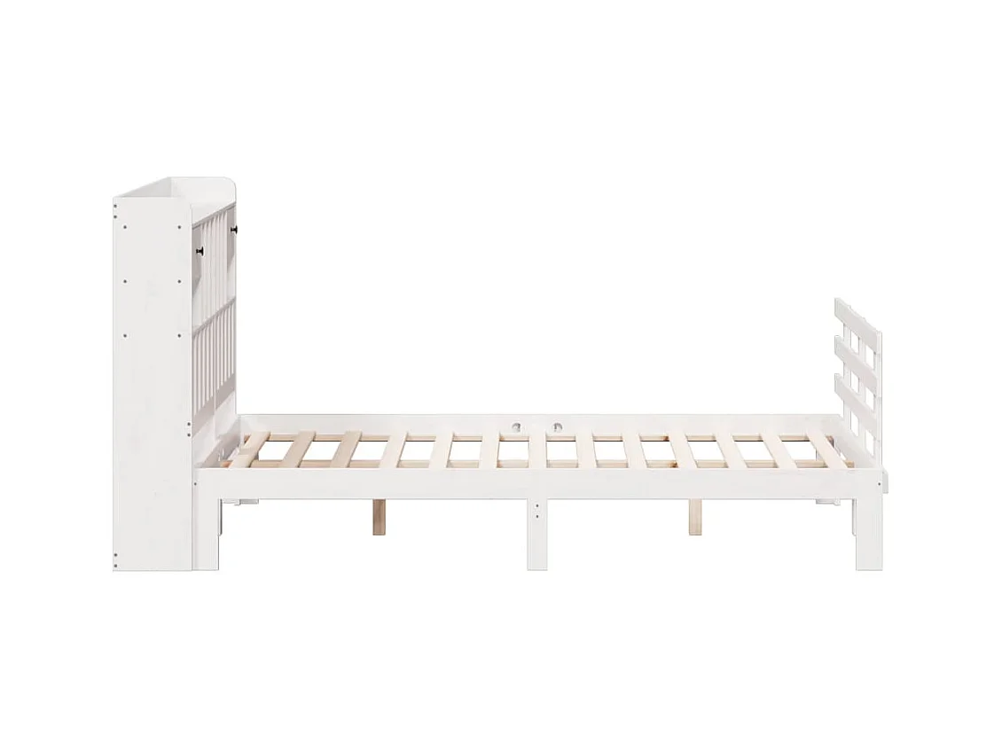 Lit bibliothèque sans matelas blanc 150x200 cm bois pin massif