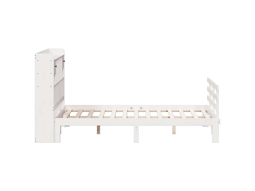 Lit bibliothèque sans matelas blanc 150x200 cm bois pin massif