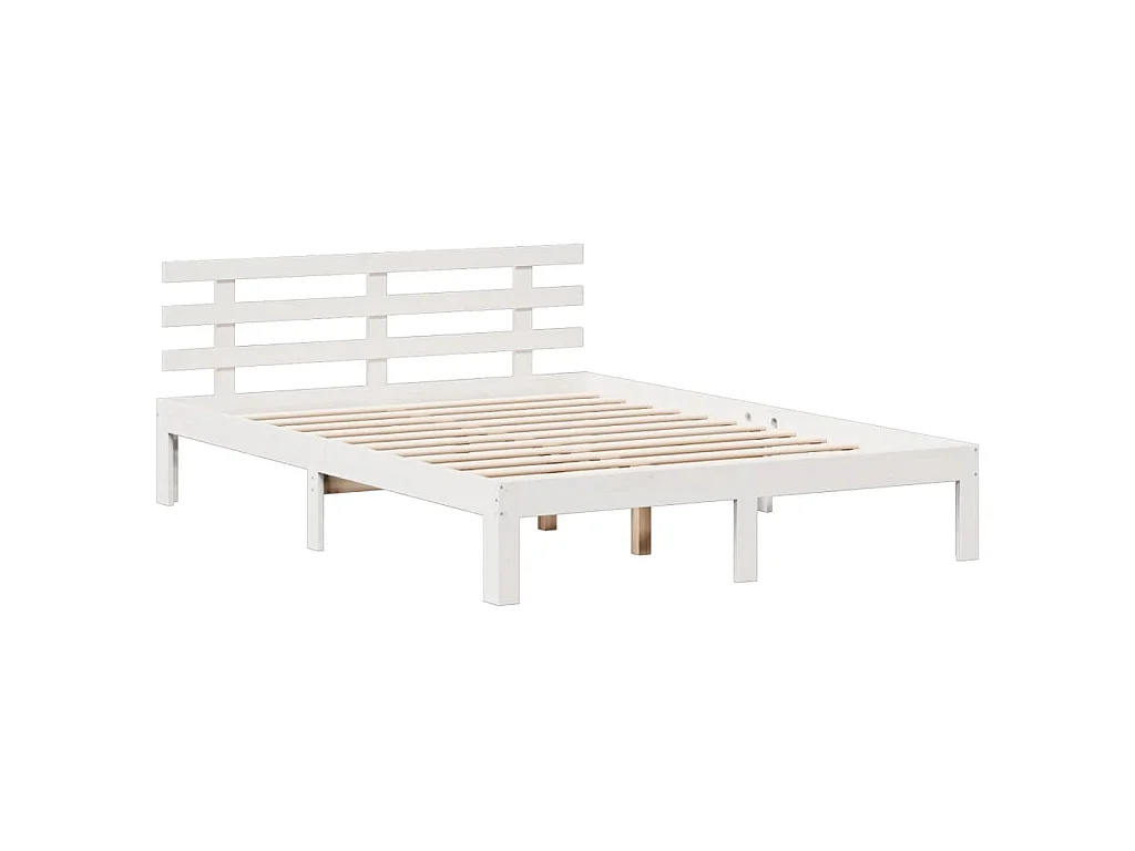 Lit bibliothèque sans matelas blanc 150x200 cm bois pin massif