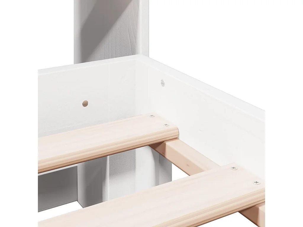 Lit bibliothèque sans matelas blanc 150x200 cm bois pin massif