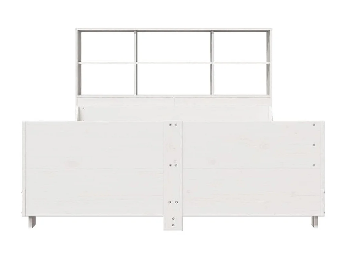 Massivholzbett mit Regal ohne Matratze Weiß 160x200 cm