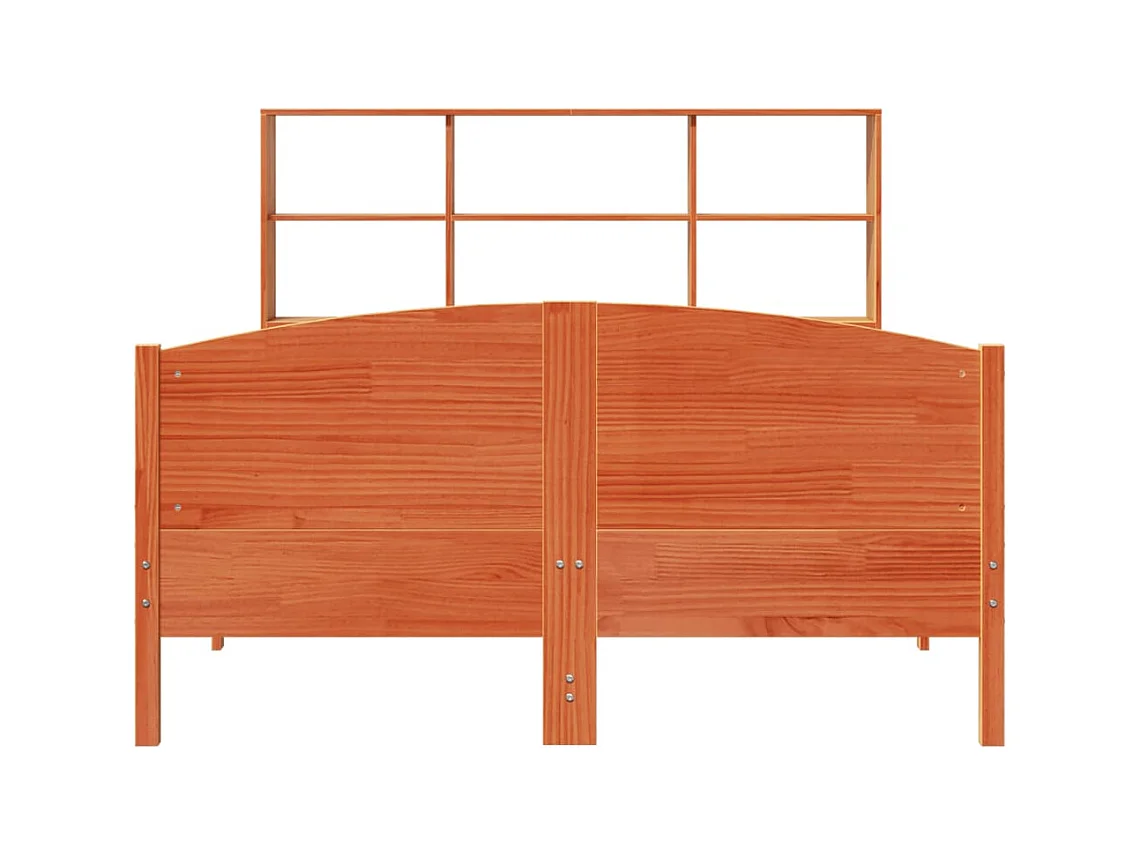 Letto Libreria senza Materasso Marrone Cera 160x200 cm in Pino