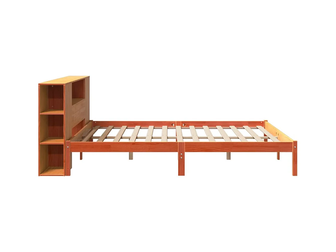 Lit bibliothèque sans matelas cire marron 180x200 cm pin massif