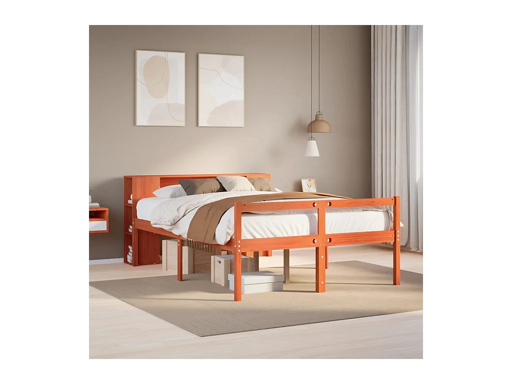 Massivholzbett ohne Matratze Wachsbraun 150x200 cm Massivholz