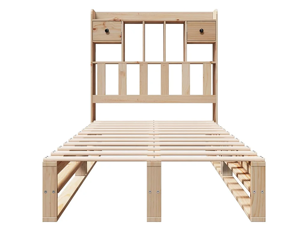 Lit bibliothèque sans matelas 90x200 cm bois de pin massif