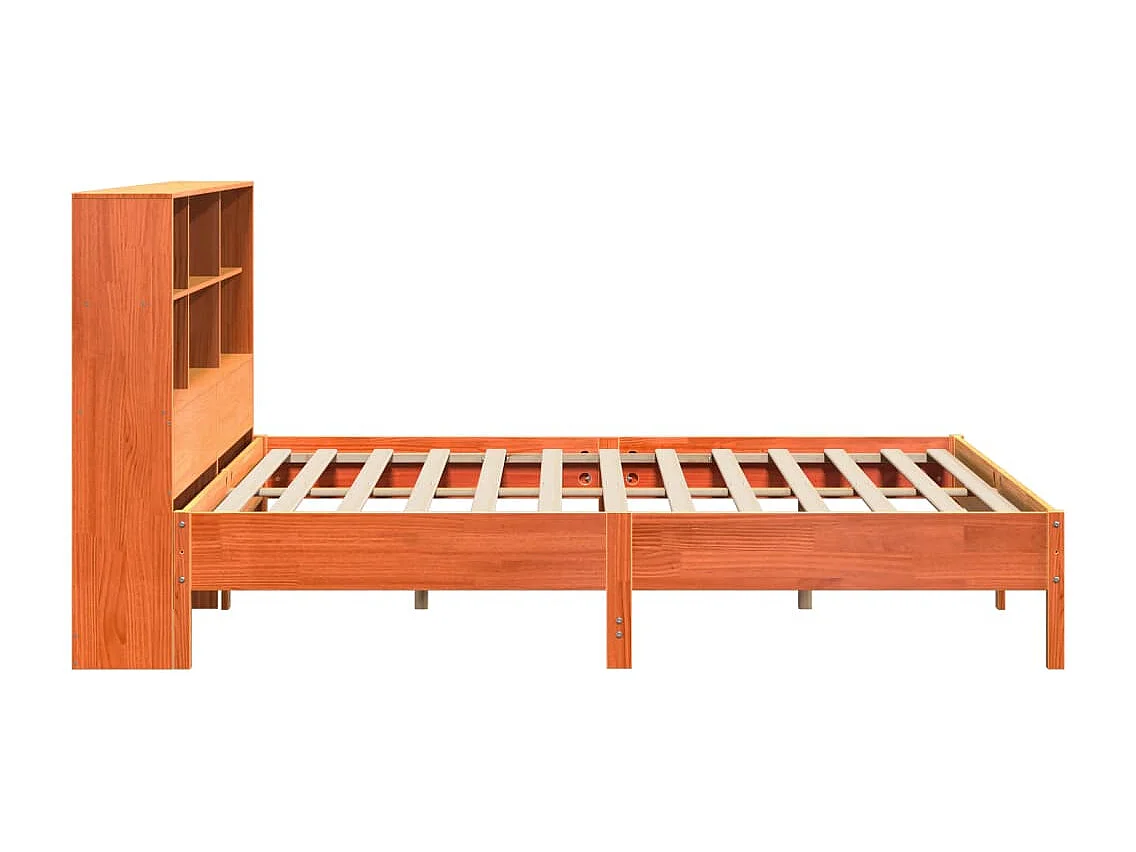 Massivholzbett mit Regal ohne Matratze Wachsbraun 200x200 cm