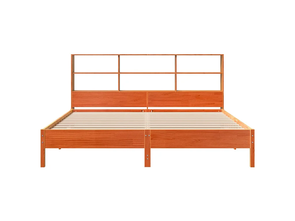 Letto Libreria senza Materasso Marrone Cera 200x200 cm in Pino