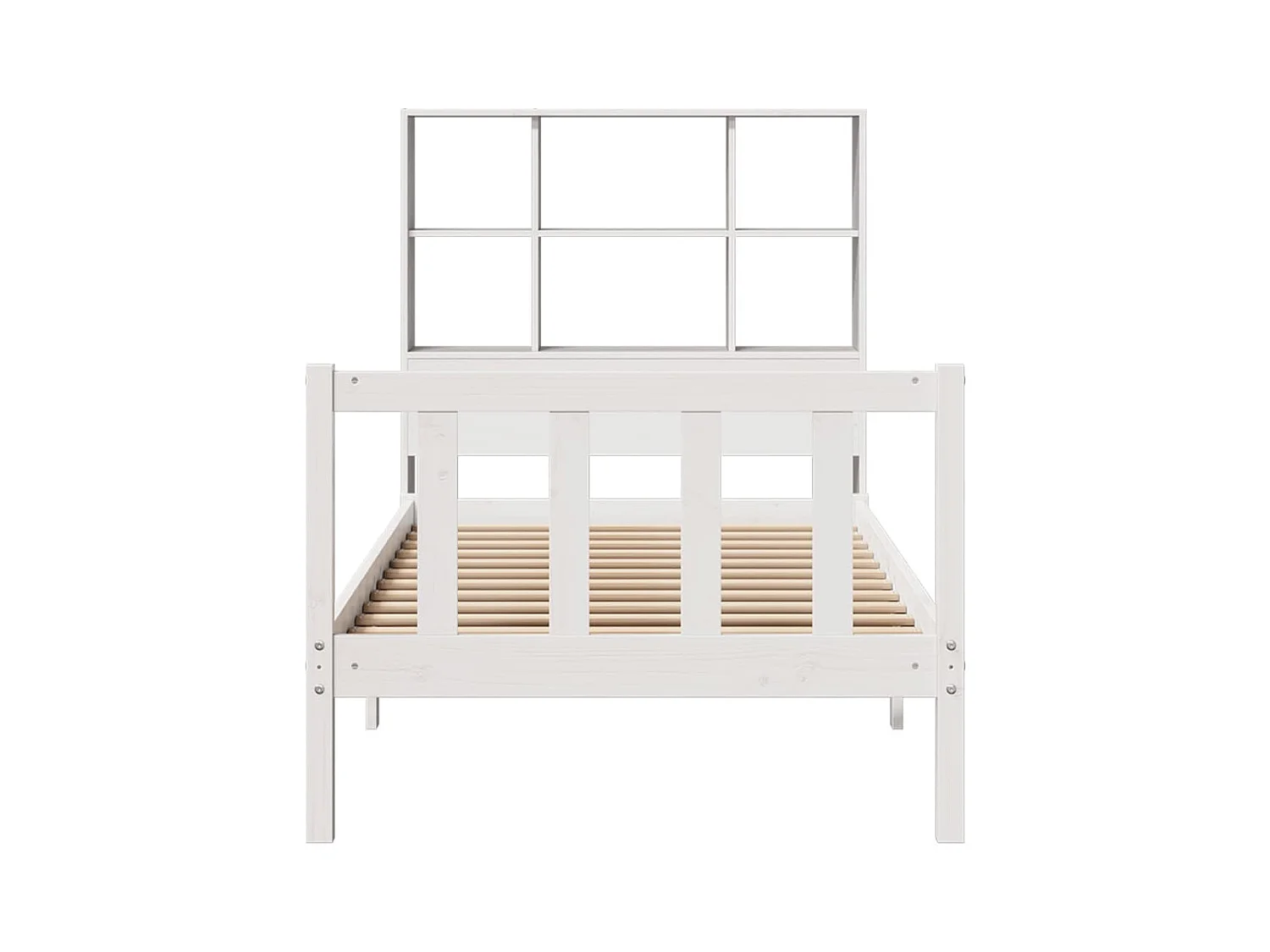 Lit bibliothèque sans matelas blanc 90x200cm bois de pin massif