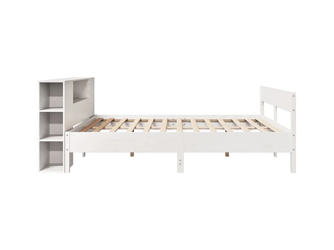 Lit bibliothèque sans matelas blanc 180x200 cm bois pin massif