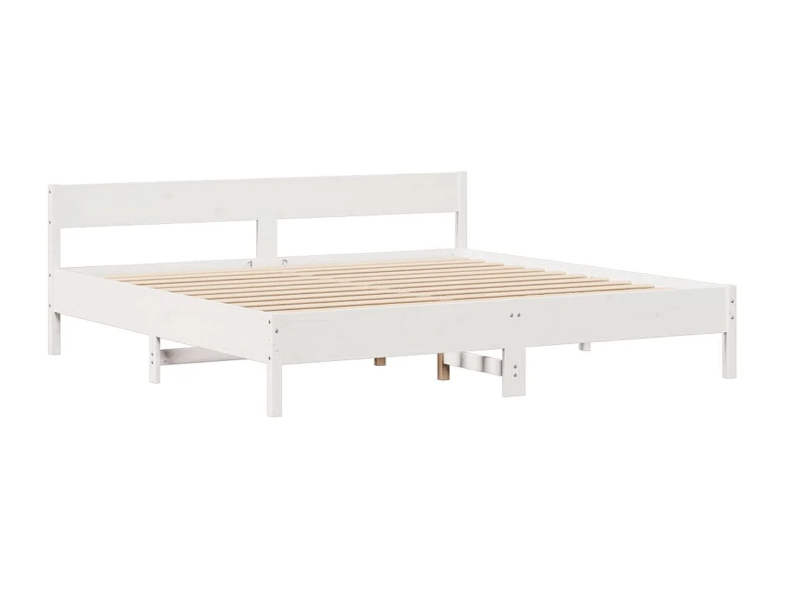 Lit bibliothèque sans matelas blanc 180x200 cm bois pin massif