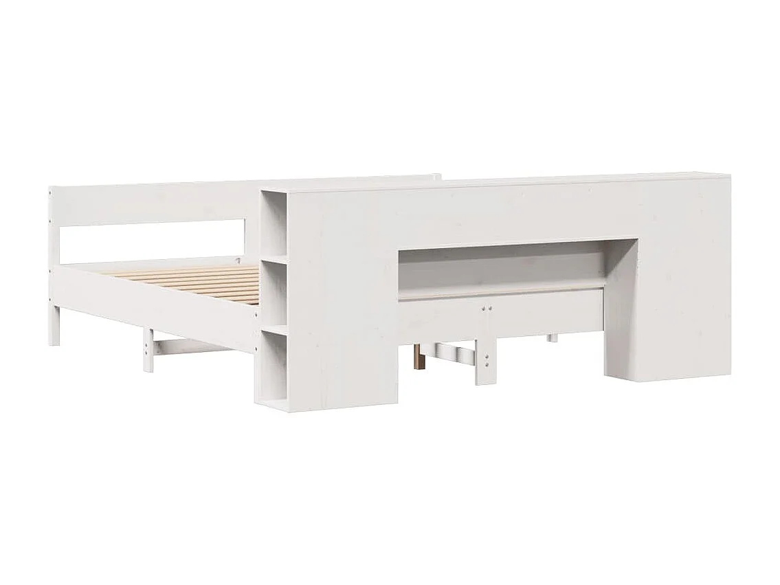 Lit bibliothèque sans matelas blanc 180x200 cm bois pin massif