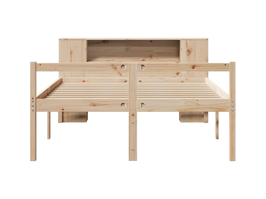 Lit bibliothèque sans matelas 140x190 cm bois de pin massif
