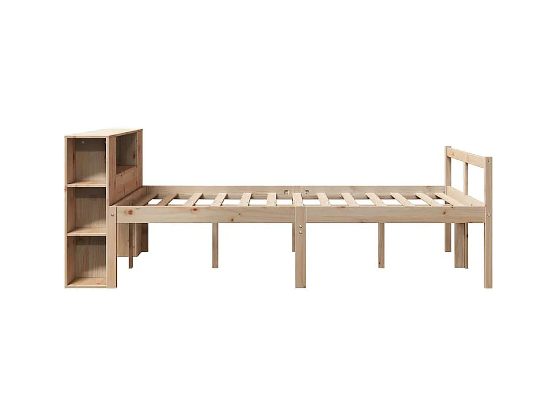 Lit bibliothèque sans matelas 140x190 cm bois de pin massif
