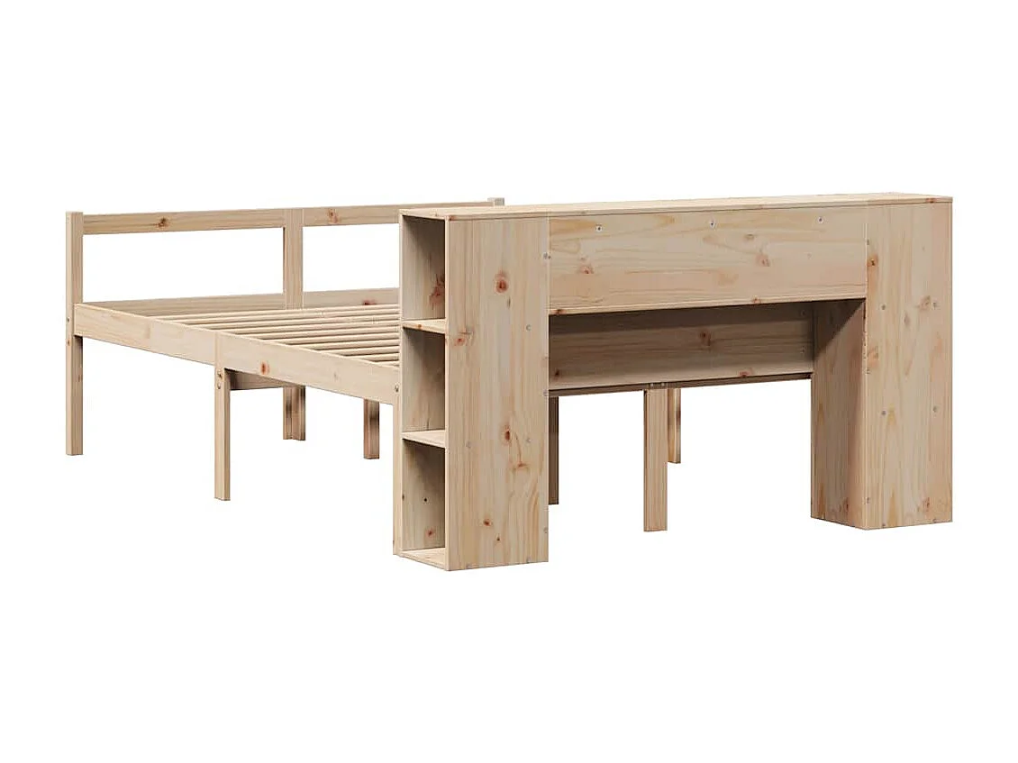 Bed met boekenkast zonder matras massief grenenhout 140x190 cm
