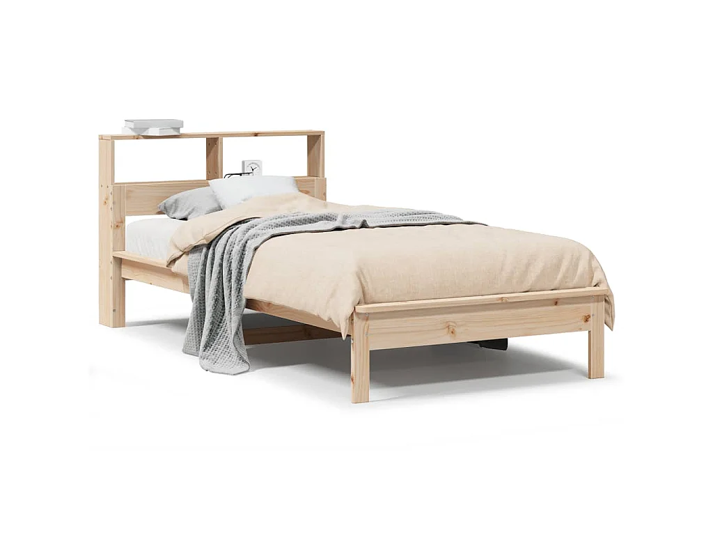 Lit bibliothèque sans matelas 90x190 cm bois de pin massif