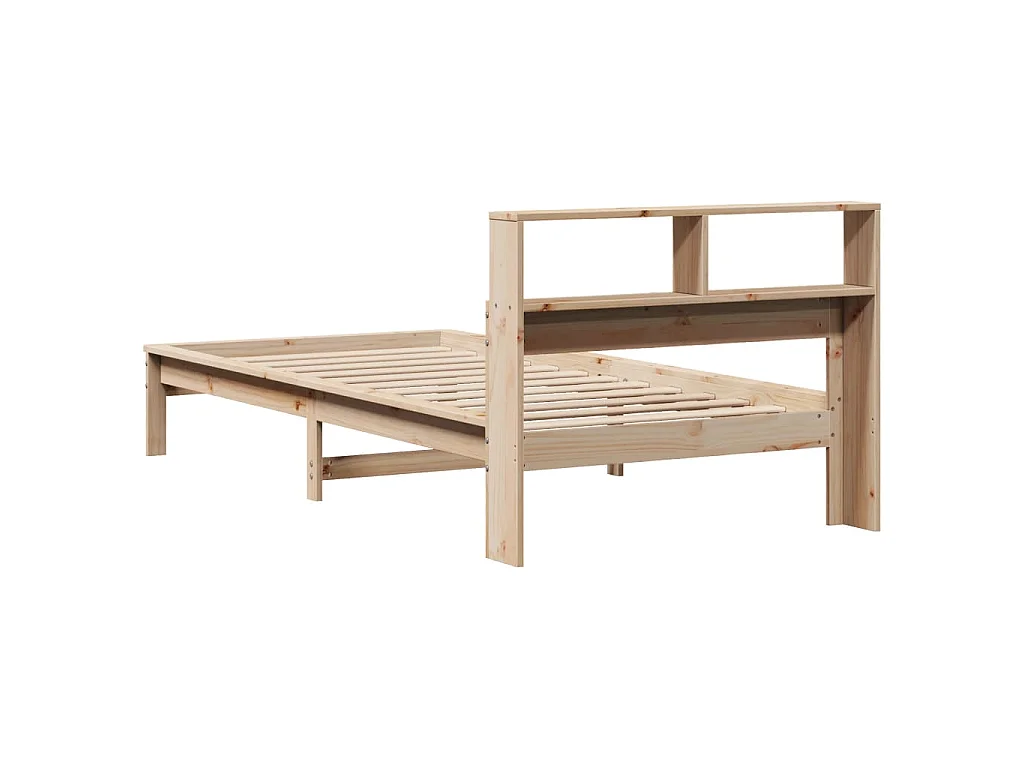 Lit bibliothèque sans matelas 90x190 cm bois de pin massif