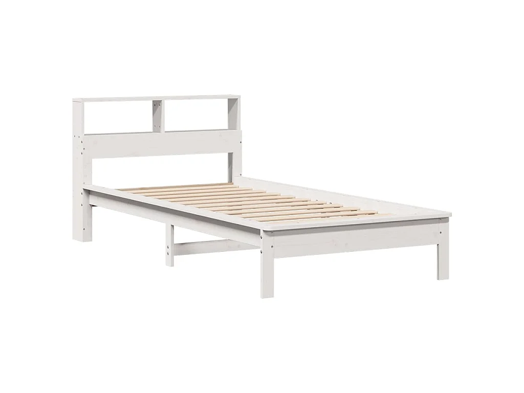 Bed met boekenkast zonder matras grenenhout wit 90x200 cm