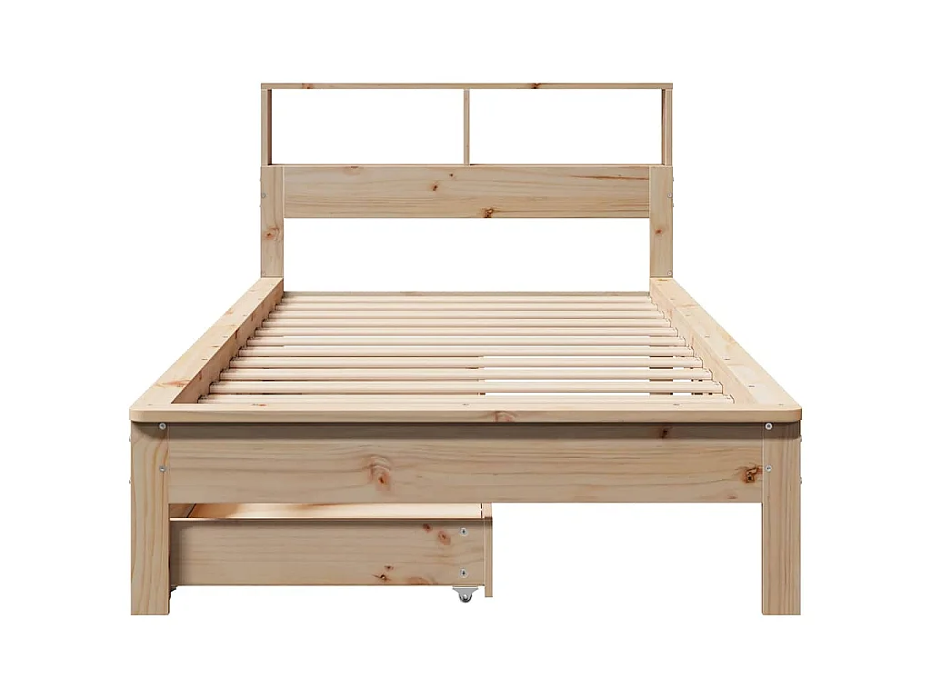 Cama con estantería sin colchón madera maciza de pino 90x190 cm