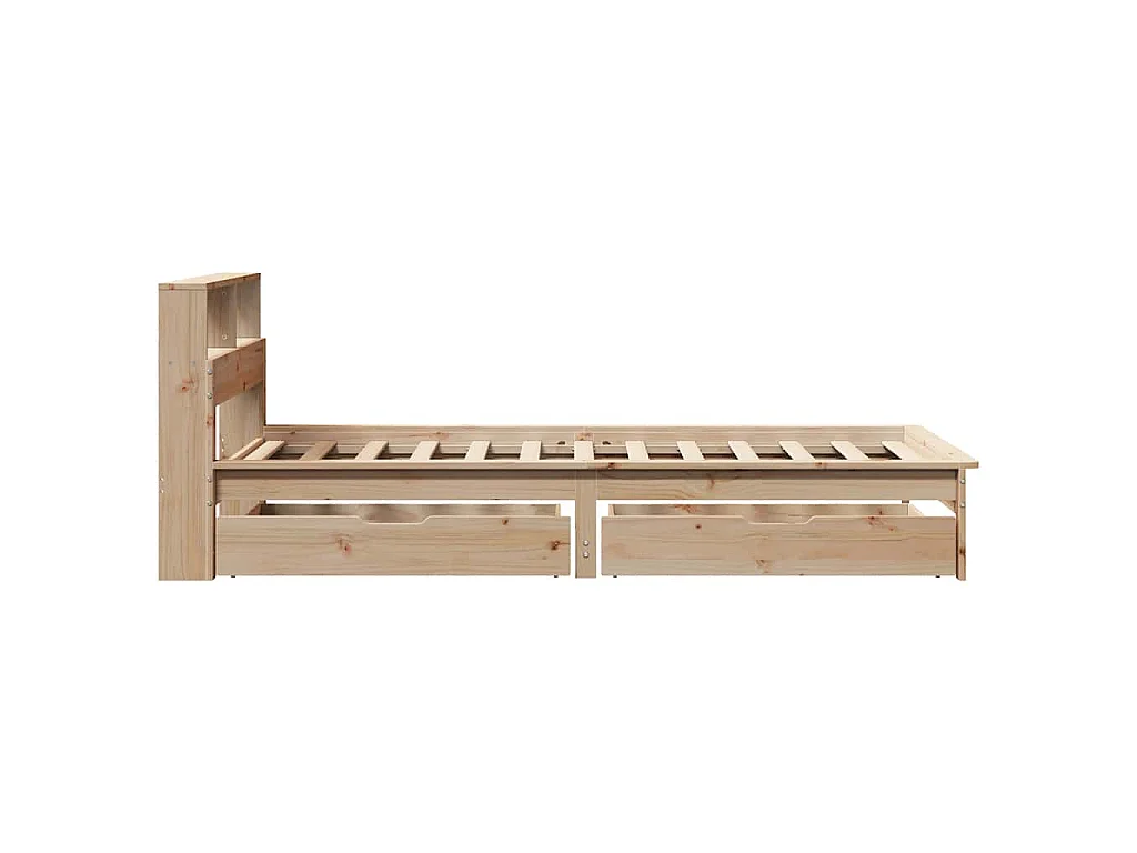 Cama con estantería sin colchón madera maciza de pino 90x190 cm
