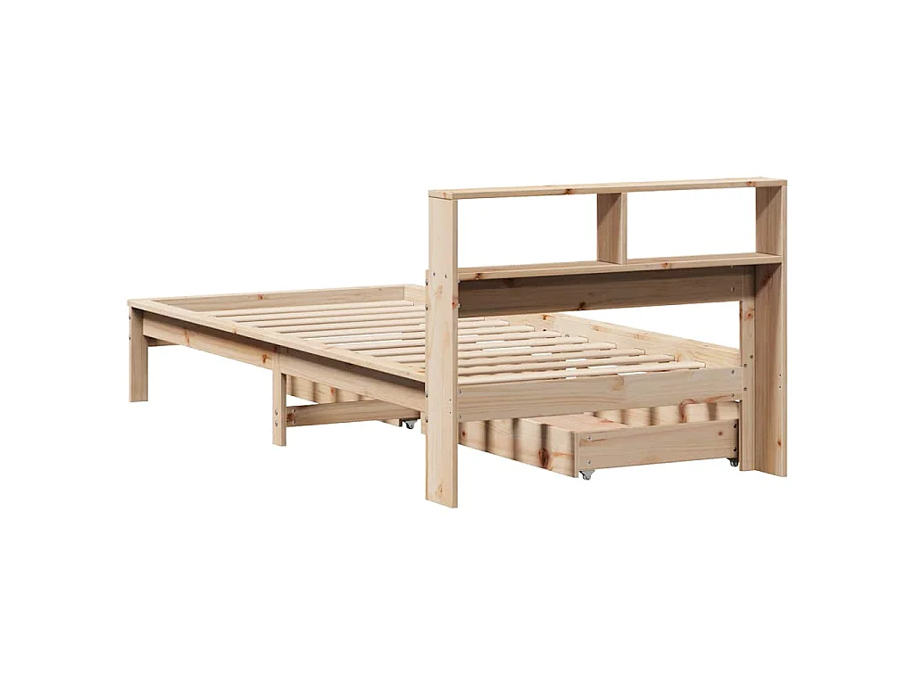 Cama con estantería sin colchón madera maciza de pino 90x190 cm