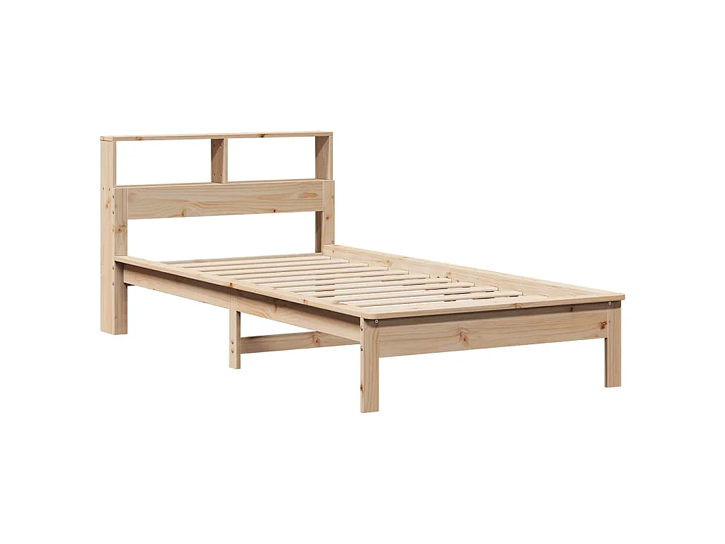 Cama con estantería sin colchón madera maciza de pino 90x190 cm