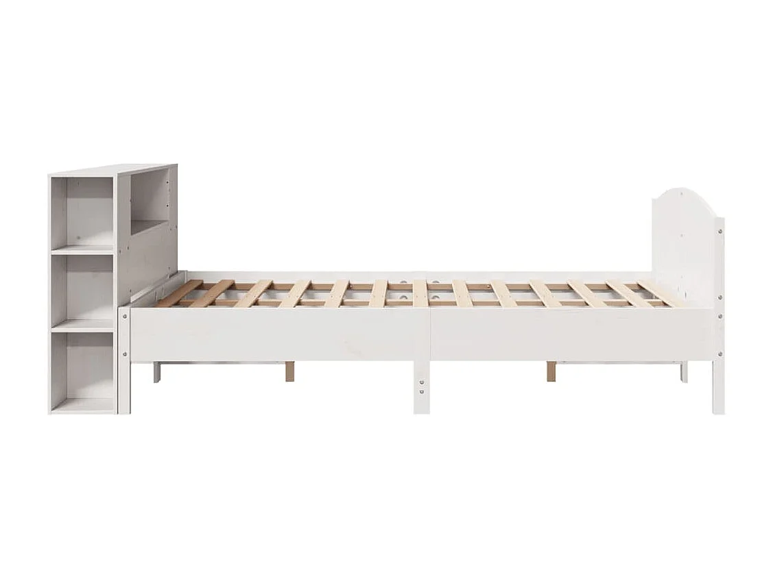 Lit bibliothèque sans matelas blanc 150x200 cm bois pin massif