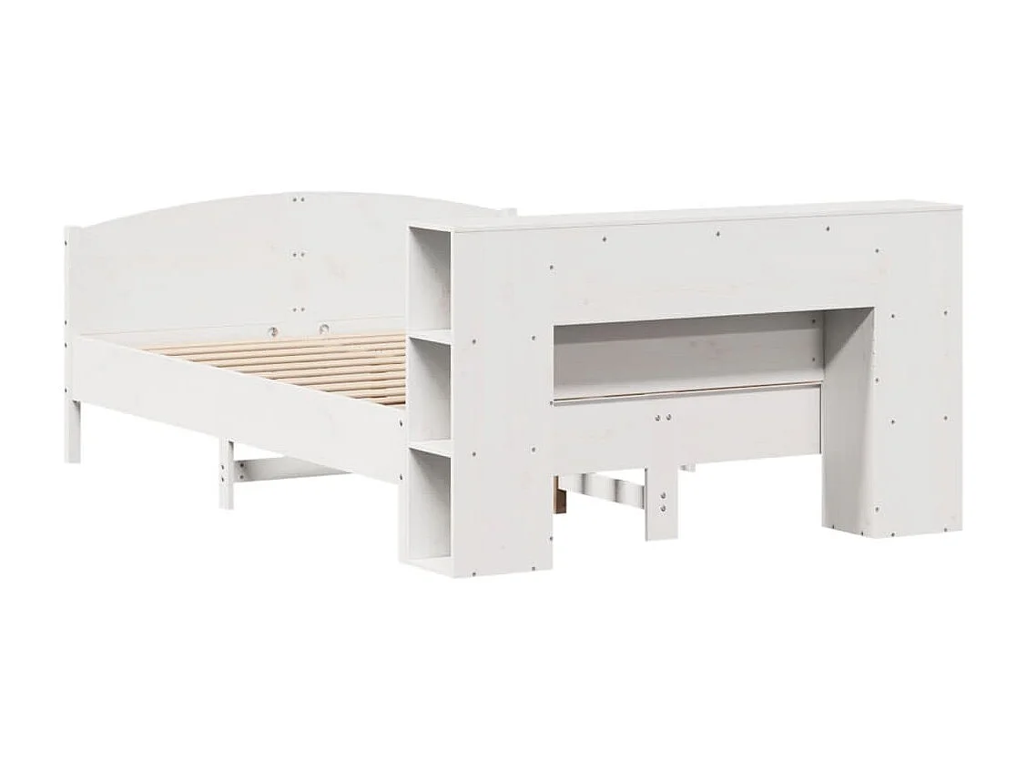 Lit bibliothèque sans matelas blanc 150x200 cm bois pin massif