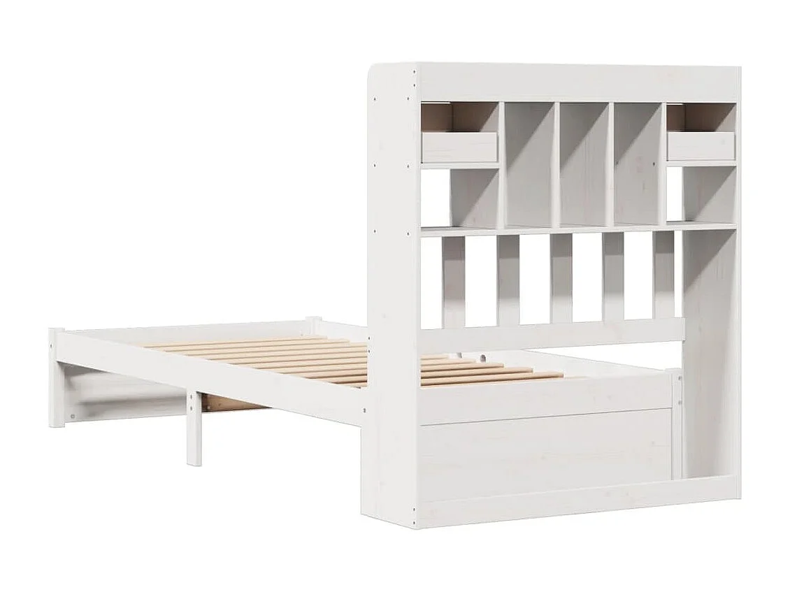 Cama com estante sem colchão 90x200 cm pinho maciço branco