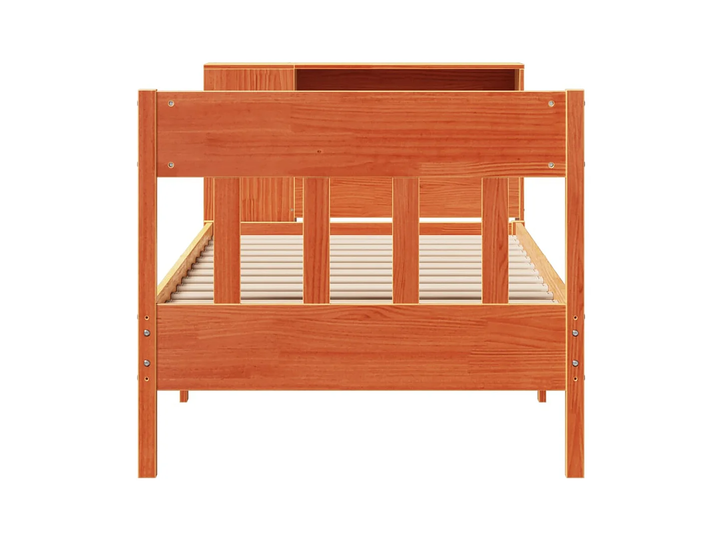Lit bibliothèque sans matelas cire marron 75x190 cm pin massif