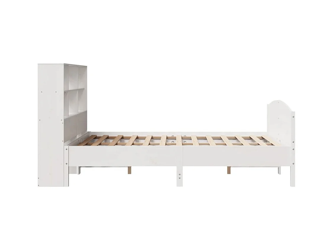 Lit bibliothèque sans matelas blanc 140x190 cm bois pin massif