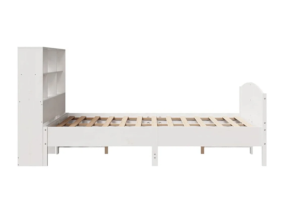 Massivholzbett mit Regal ohne Matratze Weiß 140x190 cm Kiefer