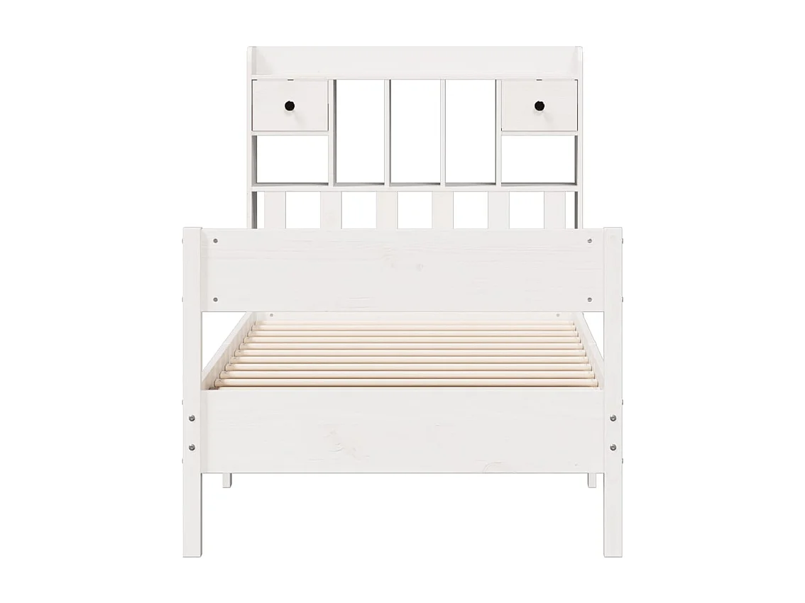 Massivholzbett mit Regal ohne Matratze Weiß 90x190 cm Kiefer