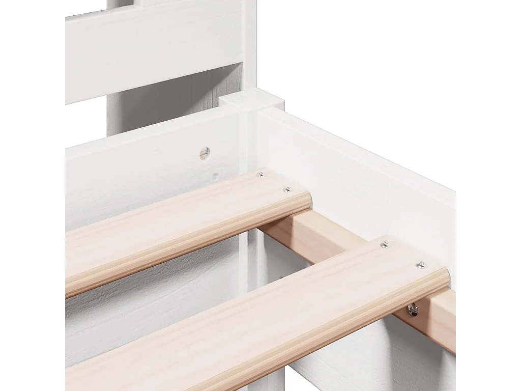 Lit bibliothèque sans matelas blanc 90x190cm bois de pin massif