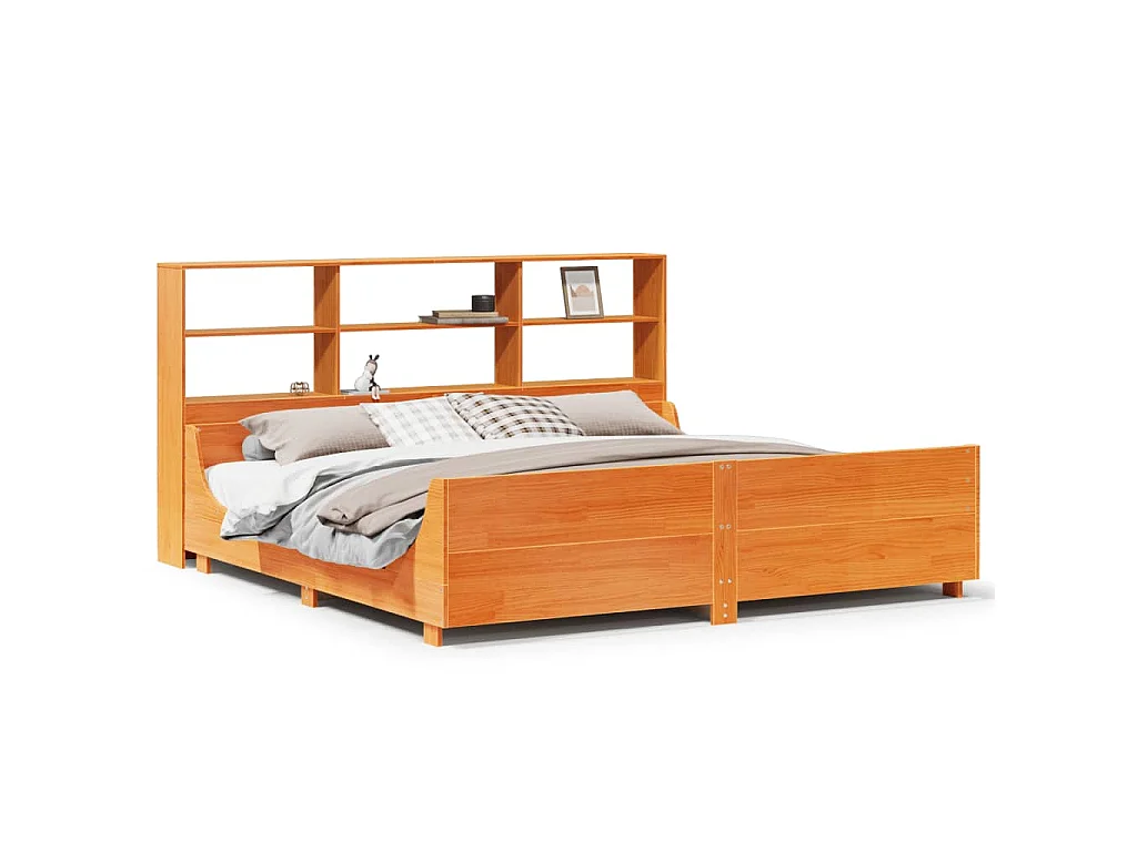 Cama sem colchão 200x200 cm madeira maciça castanho-mel