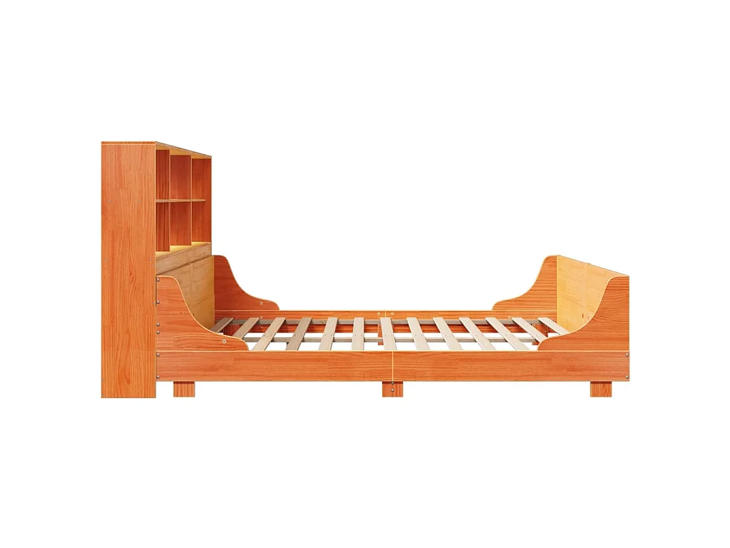 Cama sem colchão 200x200 cm madeira maciça castanho-mel
