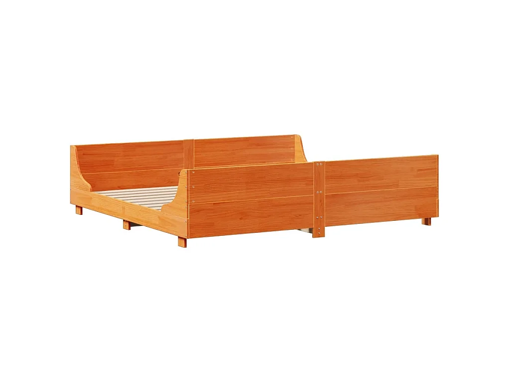 Cama sem colchão 200x200 cm madeira maciça castanho-mel