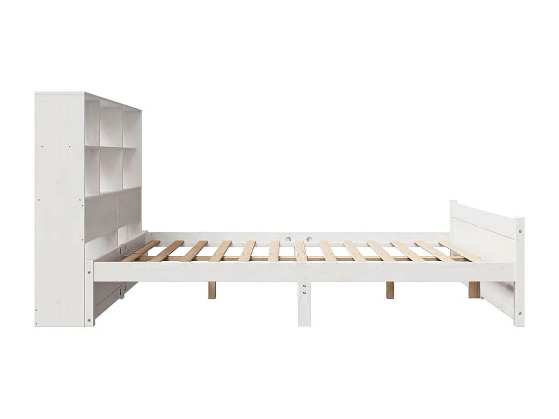 Lit bibliothèque sans matelas blanc 160x200 cm bois pin massif