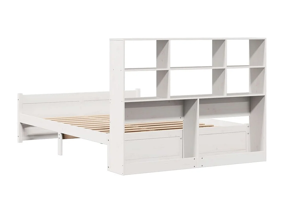 Lit bibliothèque sans matelas blanc 160x200 cm bois pin massif
