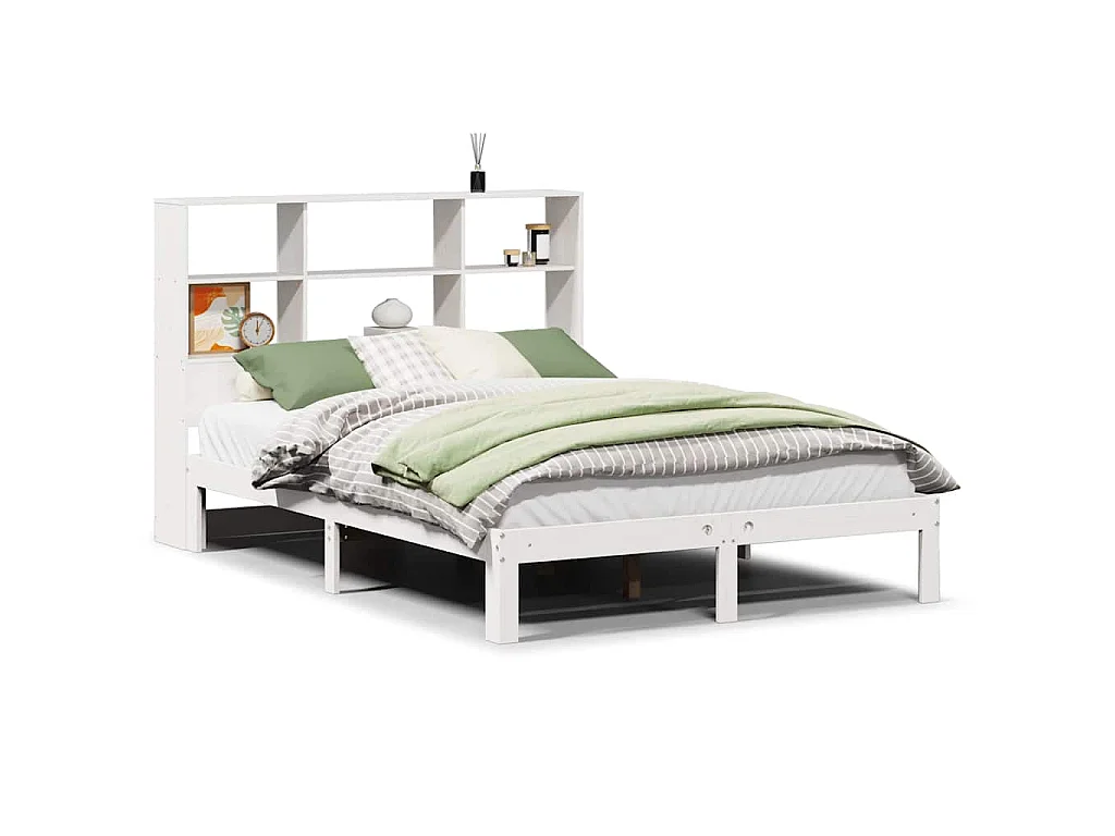 Letto Libreria senza Materasso Bianco 160x200 cm Legno di Pino