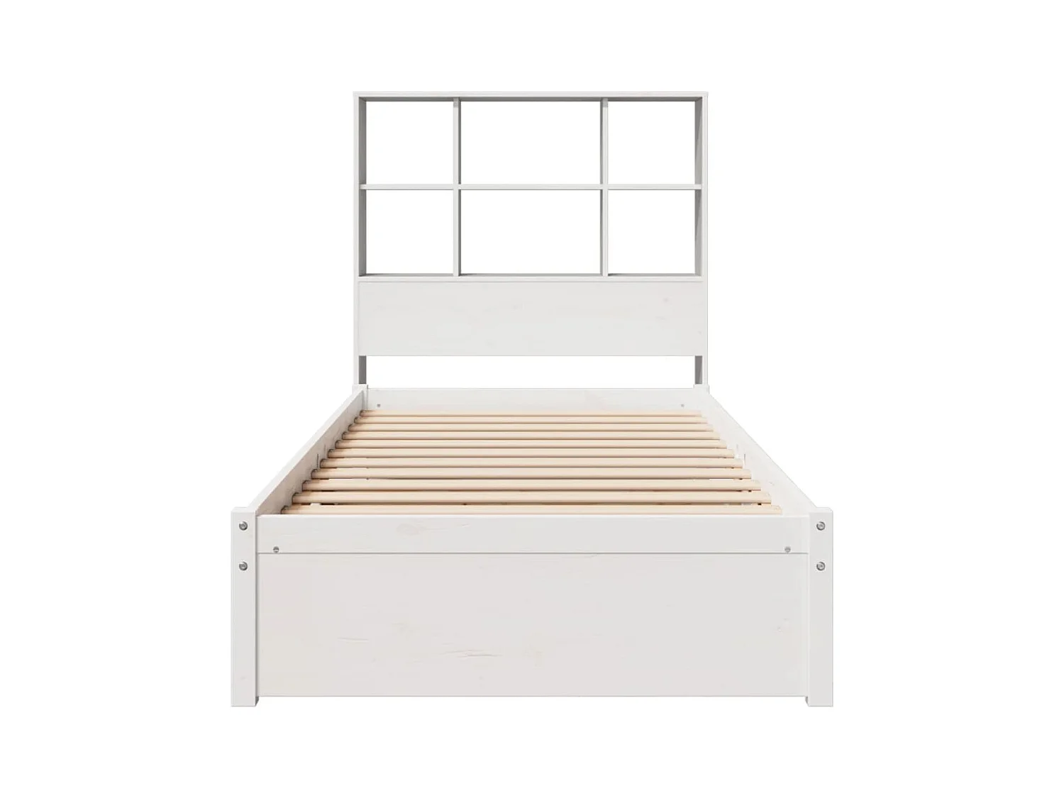 Lit bibliothèque sans matelas blanc 90x190cm bois de pin massif