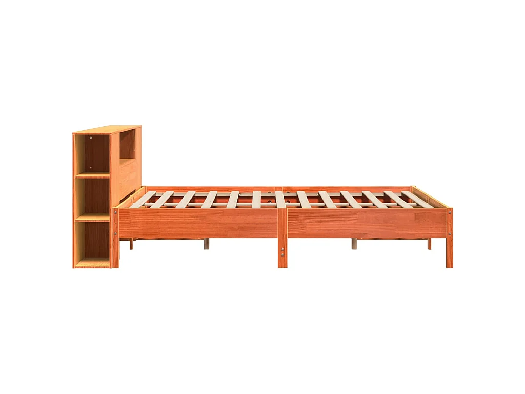 Letto Libreria senza Materasso Marrone Cera 200x200 cm in Pino