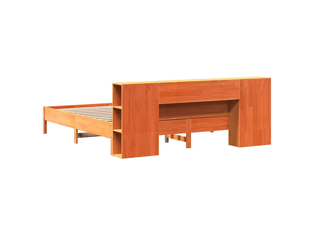Letto Libreria senza Materasso Marrone Cera 200x200 cm in Pino