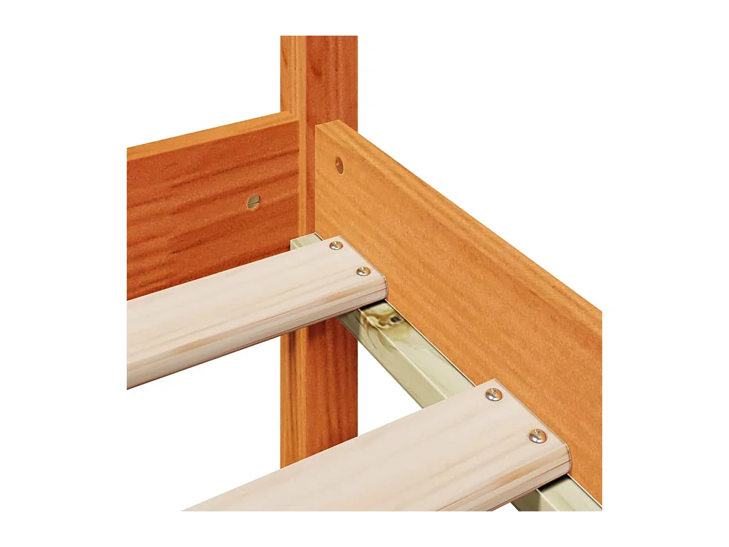 Massivholzbett mit Regal ohne Matratze Wachsbraun 120x190 cm