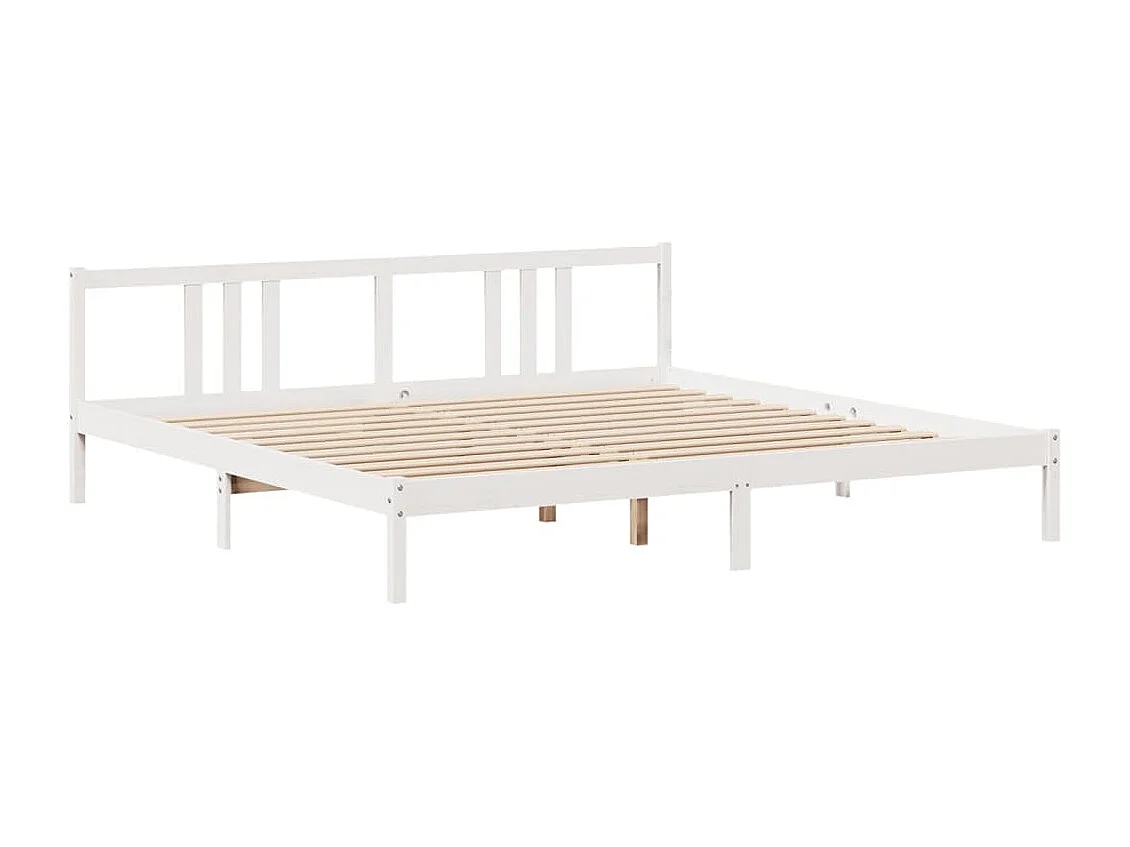 Cama con estantería sin colchón madera maciza blanca 200x200 cm
