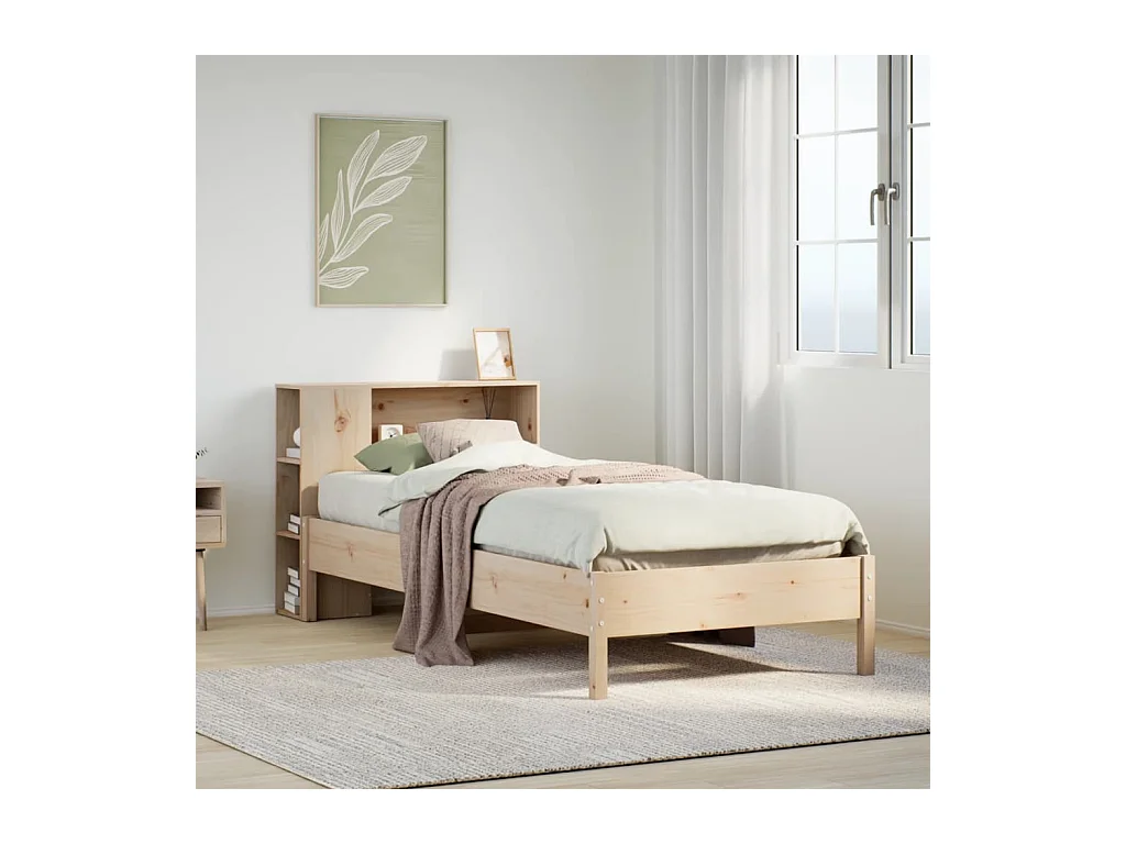 Bed met boekenkast zonder matras massief grenenhout 90x200 cm