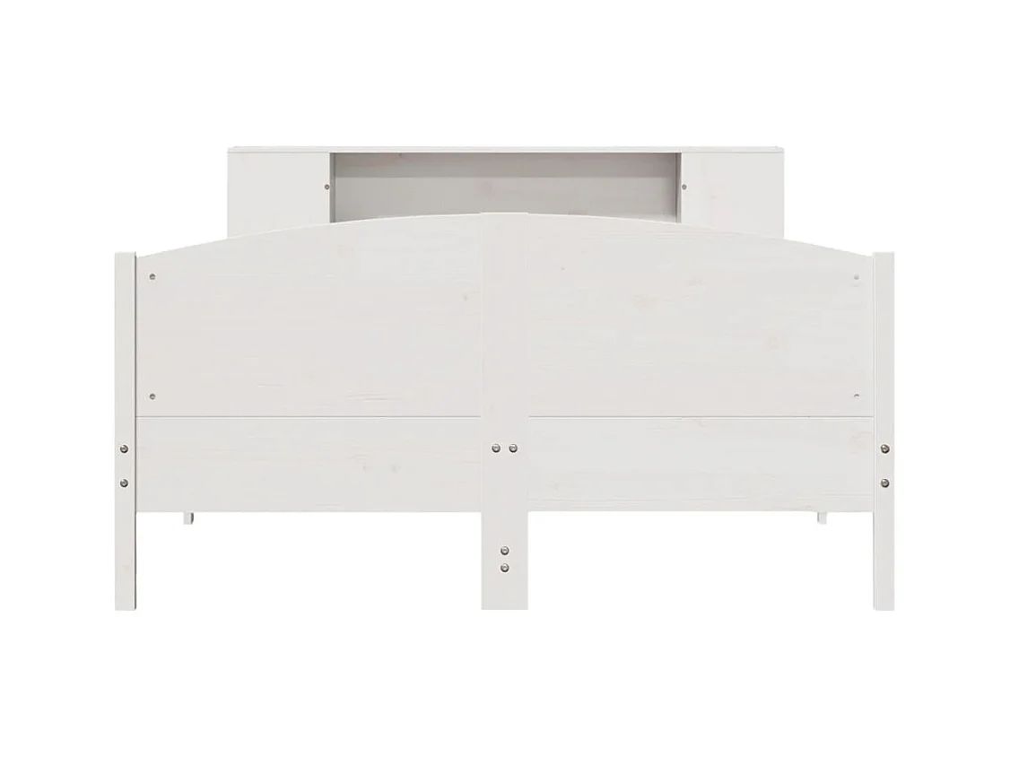 Lit bibliothèque sans matelas blanc 135x190 cm bois pin massif