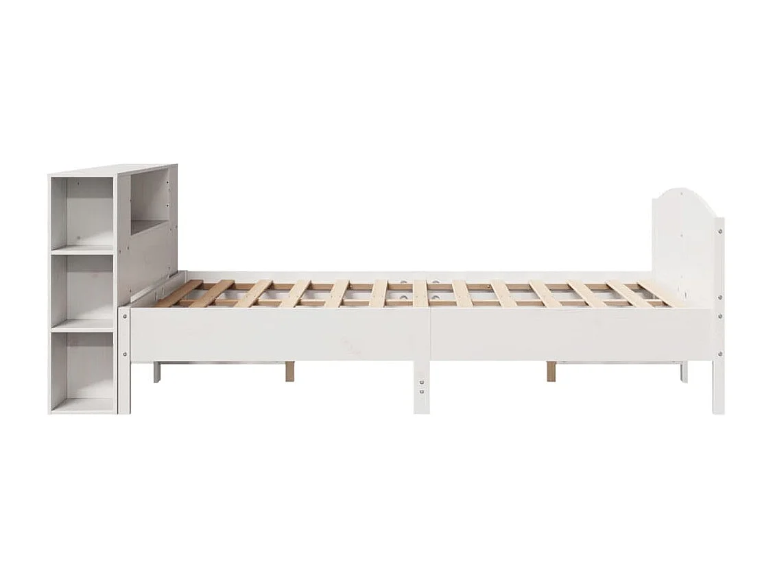 Cama com estante sem colchão 135x190 cm pinho maciço branco
