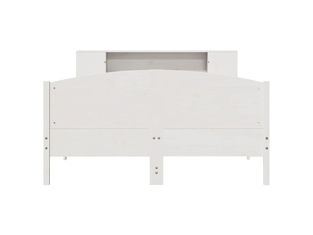 Lit bibliothèque sans matelas blanc 135x190 cm bois pin massif